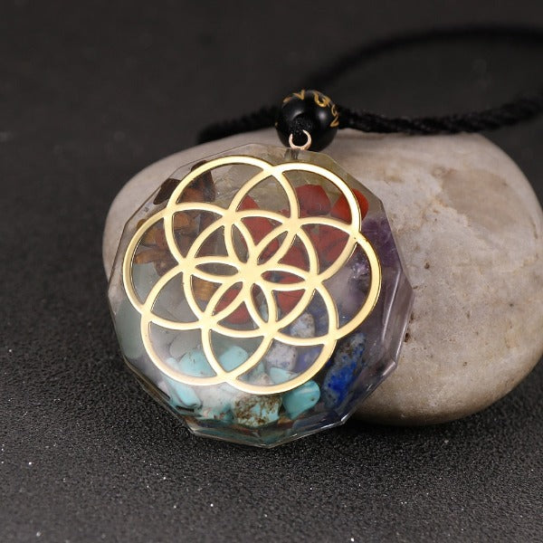 Pendentif Pierre Orgonite & Collier Homme femme Protection Méditation