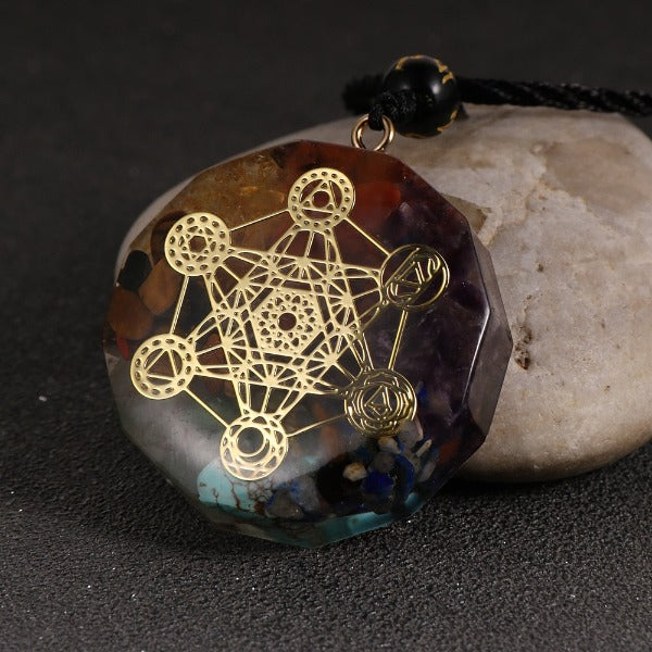 Orgonite Stone Pendant & Necklace Men Women Protection Meditation metatron tree of life