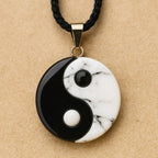 Yin-Yang Pendant in Howlite & Black Obsidian 