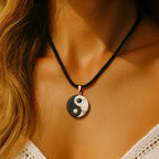 Yin-Yang Pendant in Howlite & Black Obsidian 