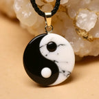 Yin-Yang Pendant in Howlite & Black Obsidian 