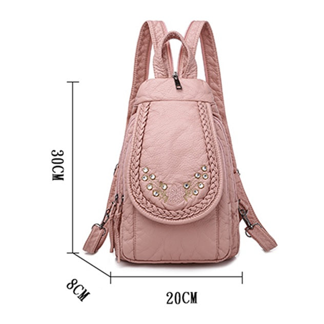 Petit Sac À Dos en Cuir De Voyage Femme Fleur