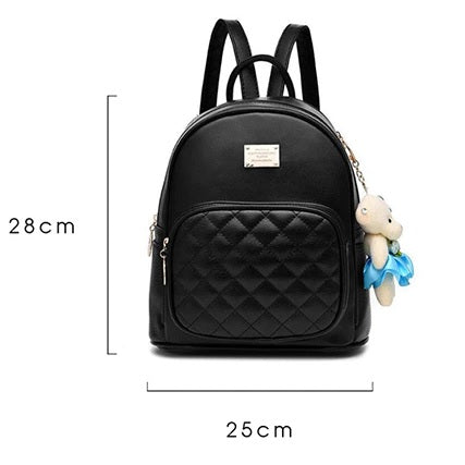 Small Pink Leather Backpack for Women