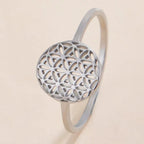 Small Women's Flower of Life Silver Ring