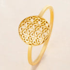 Small Women's Flower of Life Gold Ring