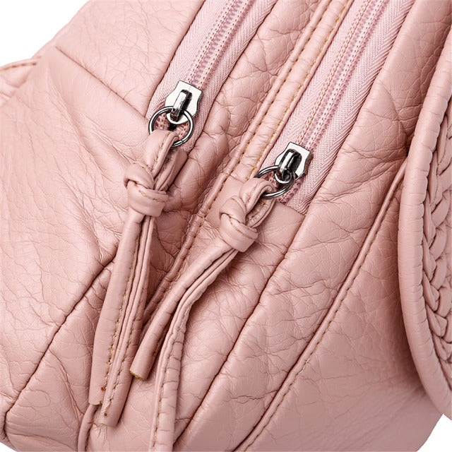 Cute Pink Leather Cat Backpack for Women