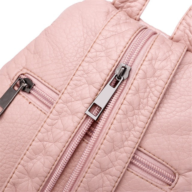 Cute Pink Leather Cat Backpack for Women