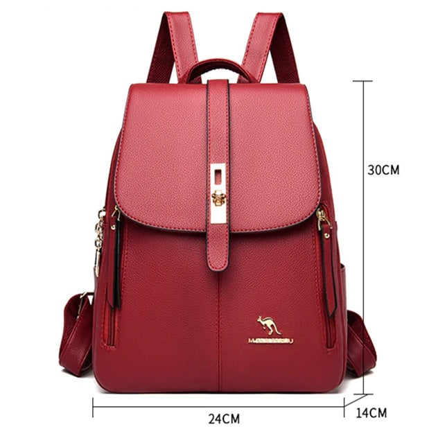 Women's Black Leather Backpack