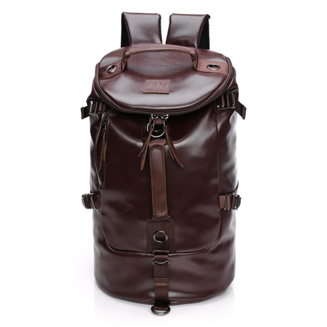 Men's Leather Backpack Brown Travel Satchel
