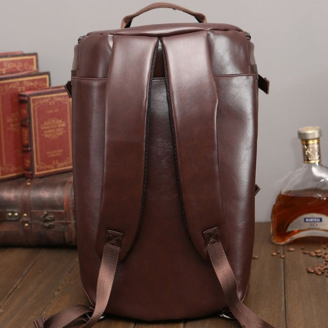 Men's Leather Backpack Brown Travel Satchel