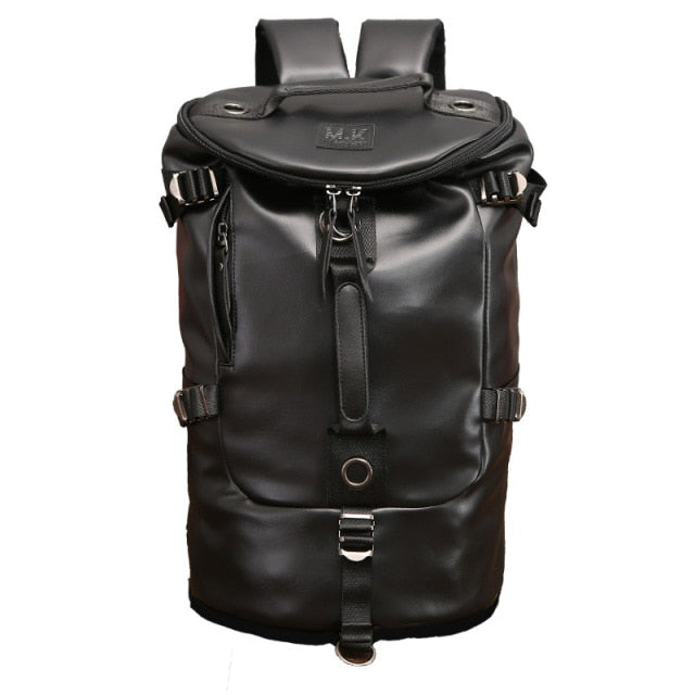 Men's Black Leather Backpack