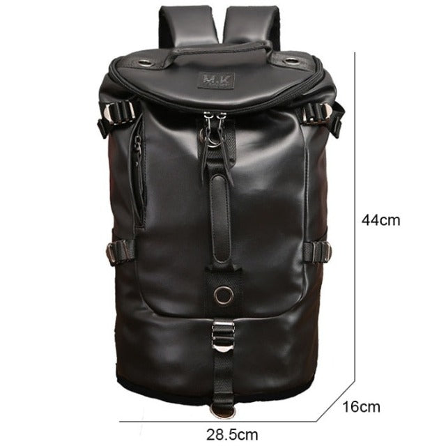 Men's Black Leather Backpack