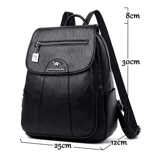 Black Leather Satchel Bag for Women