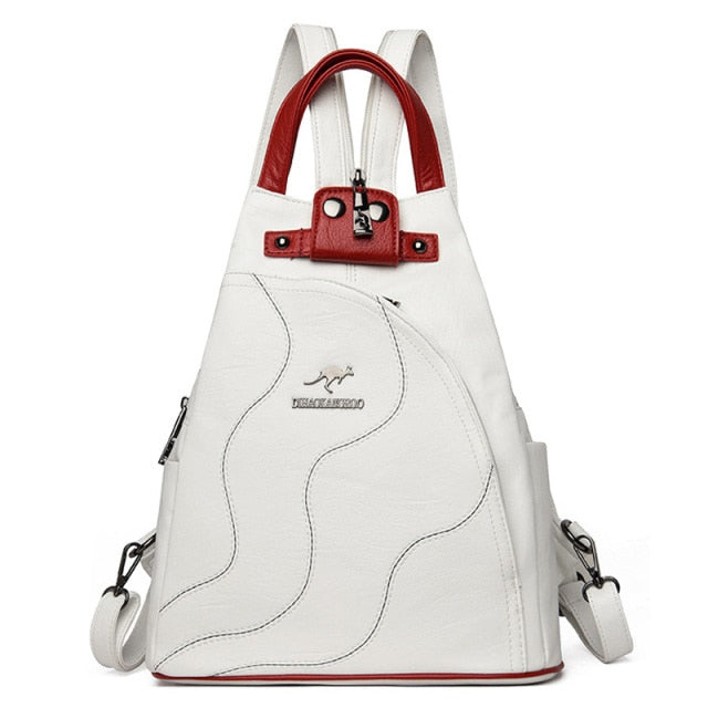 White Leather Crossbody Bag for Women