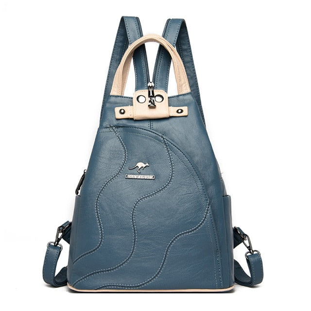 Women's Blue Grey Leather Crossbody Bag