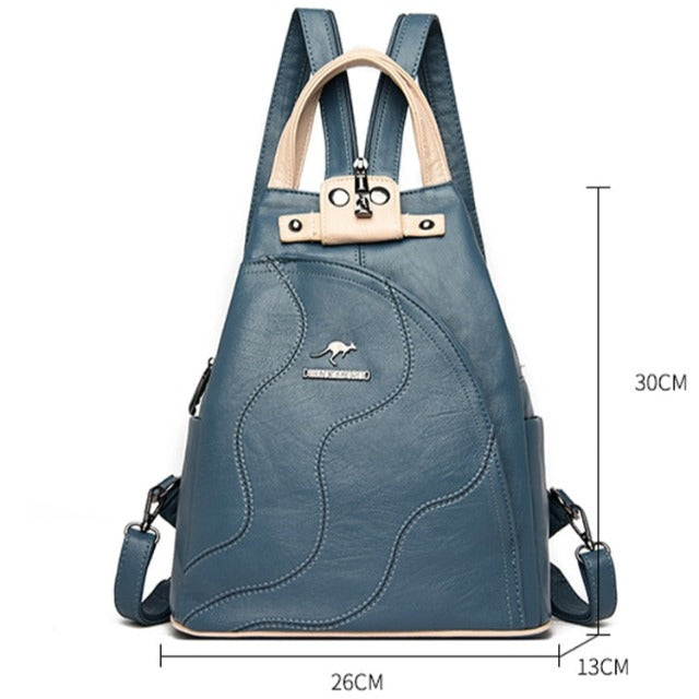 Women's Blue Grey Leather Crossbody Bag