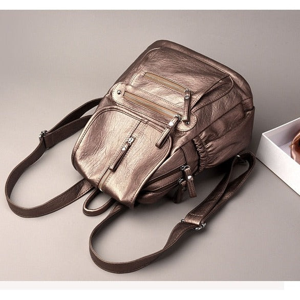 Copper Leather Pocket Bag for Women