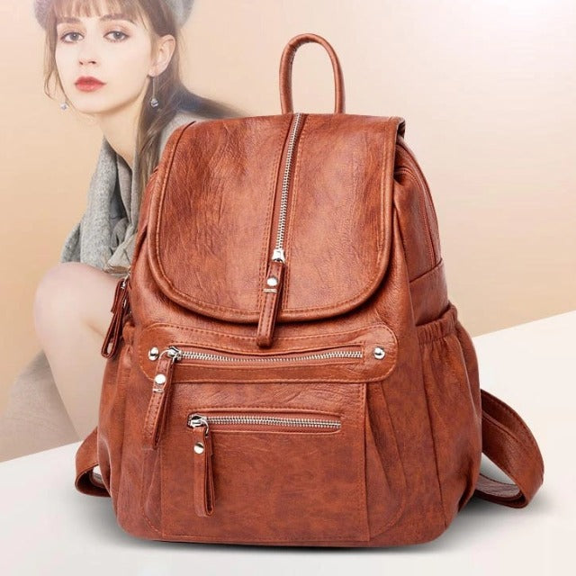 Brown Leather Pocket Bag for Women
