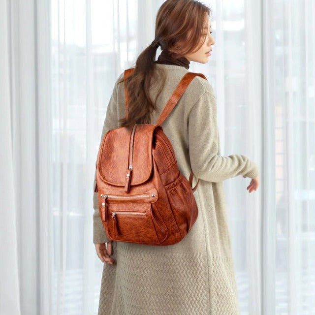 Brown Leather Pocket Bag for Women