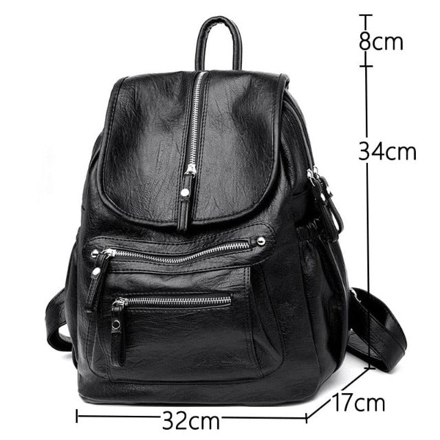 Women's Black Leather Pocket Bag