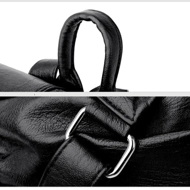 Women's Black Leather Pocket Bag