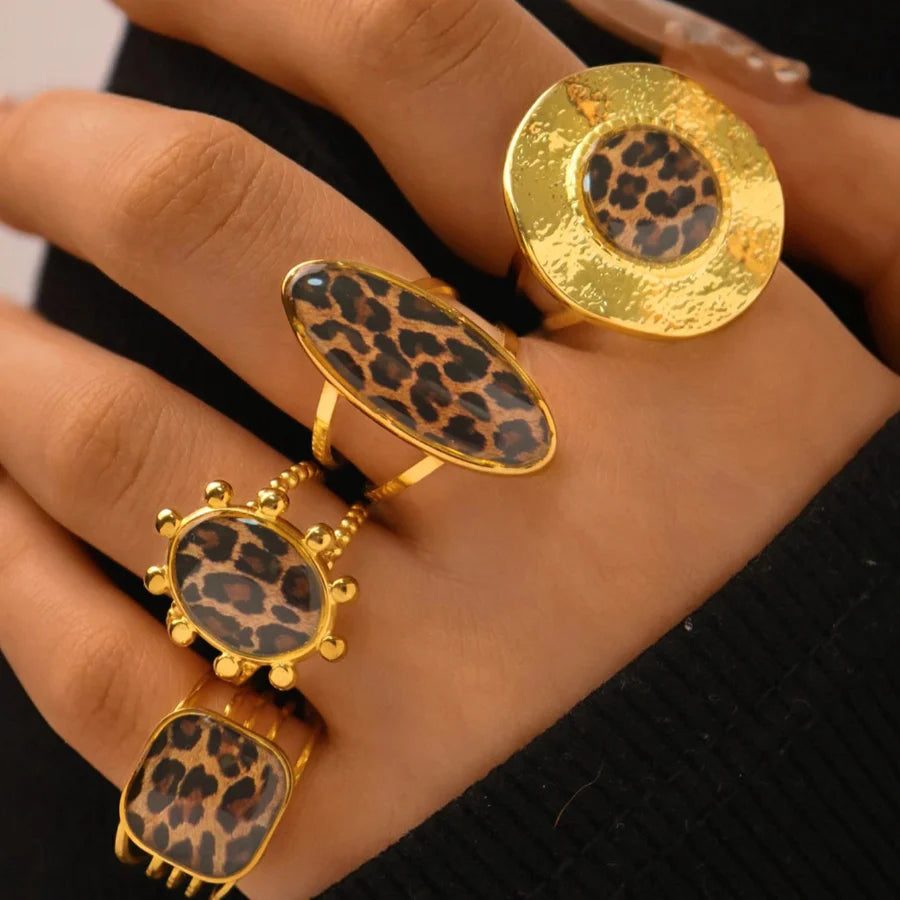 Set of Ethnic Style Leopard Ring Bands