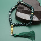 Tasbih Long 33 Perles noir - chapelet de prière musulman vert
