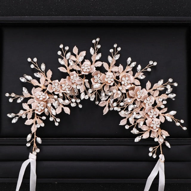 Gold Floral Wedding Tiara for Women